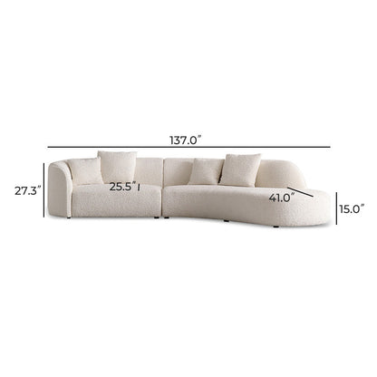 Wabi Sabi White Crescent Bay Sofa-White-137.0"-Facing Left