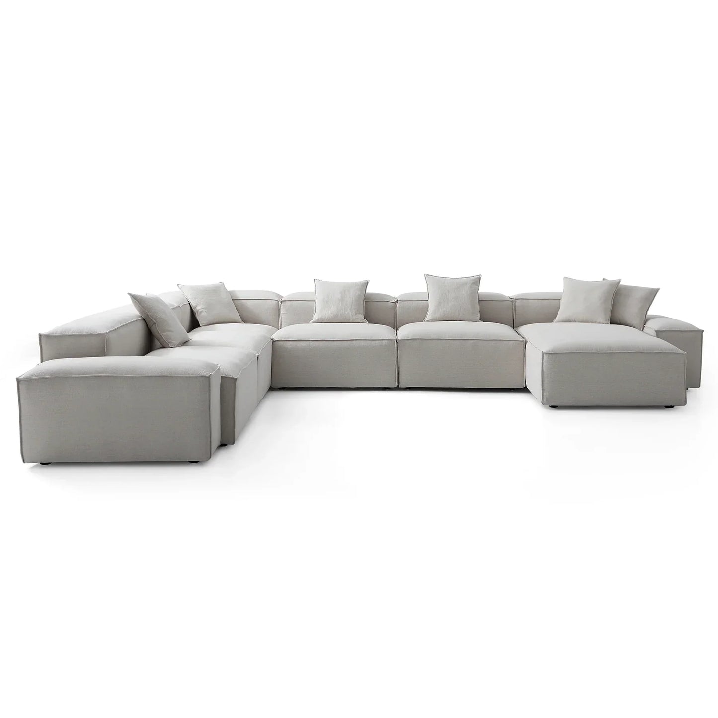 Freedom Modular Khaki U Shaped Sectional Sofa-Gray-177.2"-Low