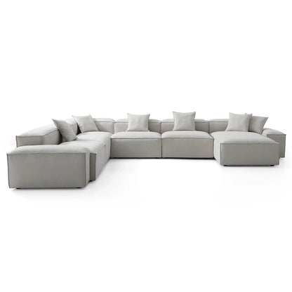 Freedom Modular Khaki U Shaped Sectional Sofa-Gray-177.2"-Low