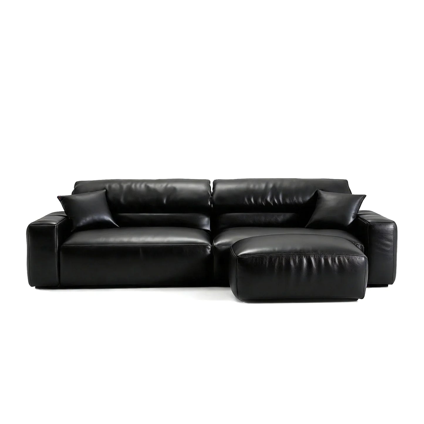 Chestnut Brown Leather Sofa and Ottoman