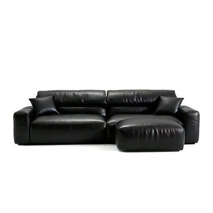 Chestnut Brown Leather Sofa and Ottoman