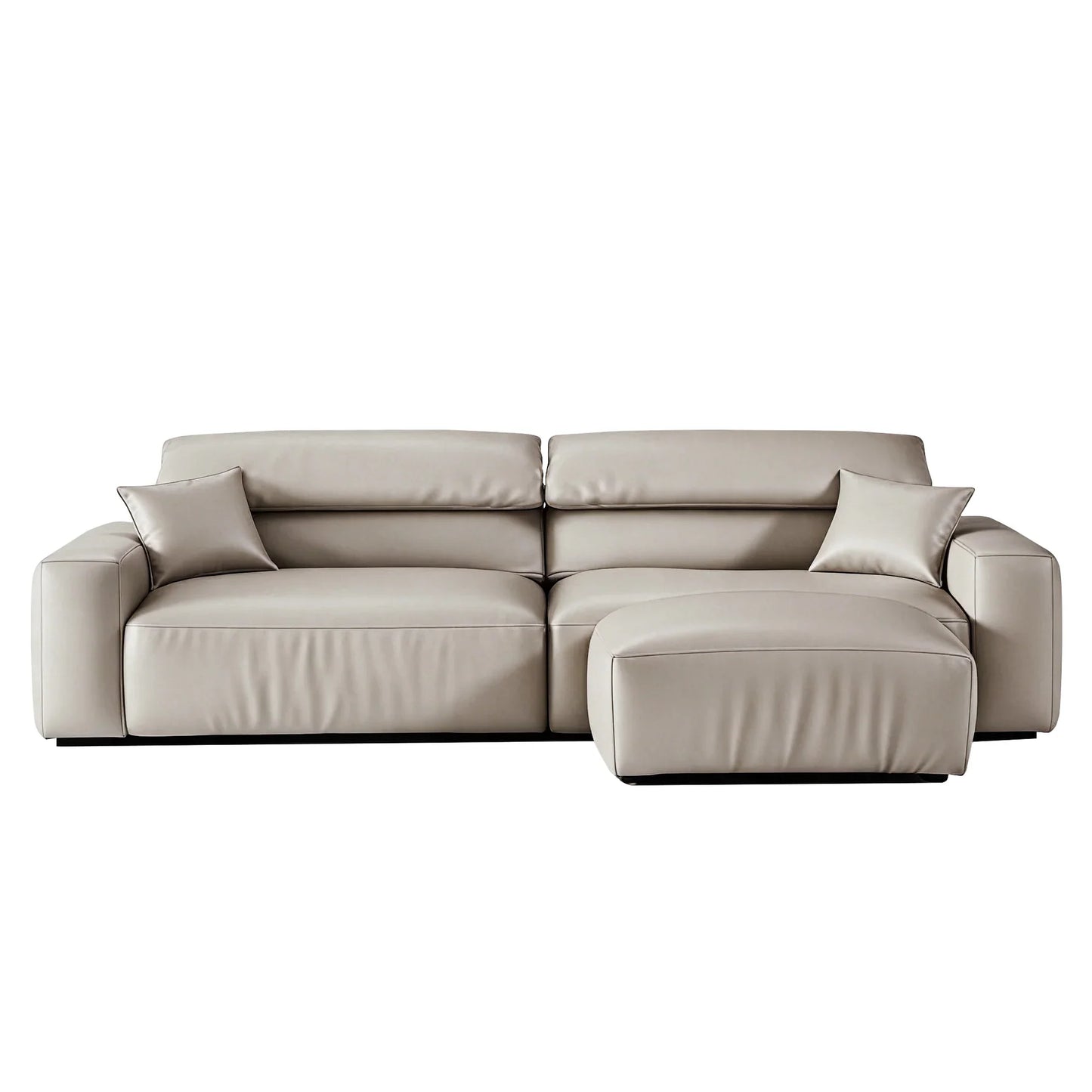 Chestnut Brown Leather Sofa and Ottoman