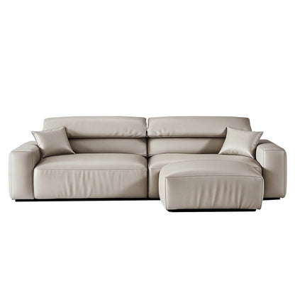 Chestnut Brown Leather Sofa and Ottoman