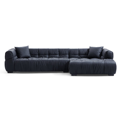 Boba Cream Leathaire Sectional Set-Black-118.1″-Facing Right