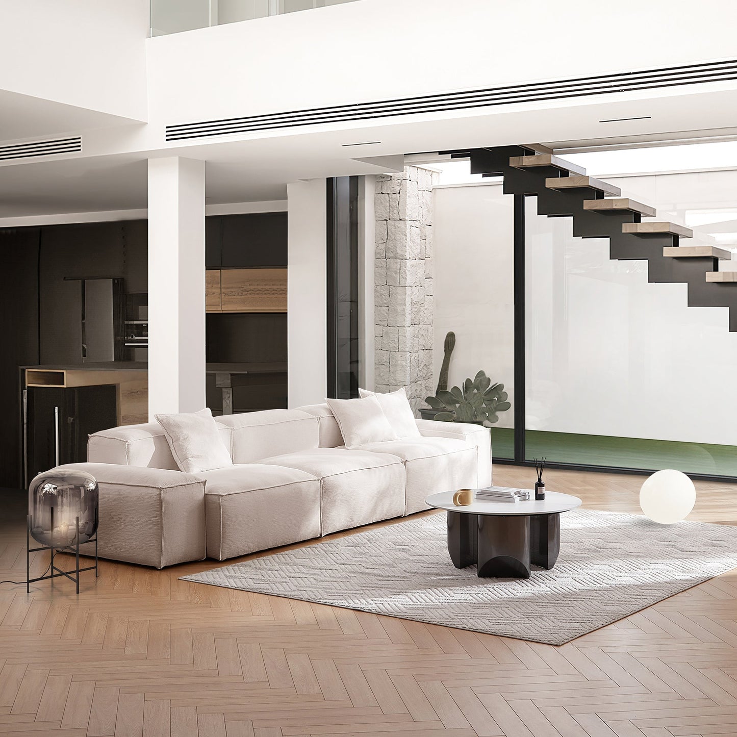 Freedom Modular White Sofa-Khaki