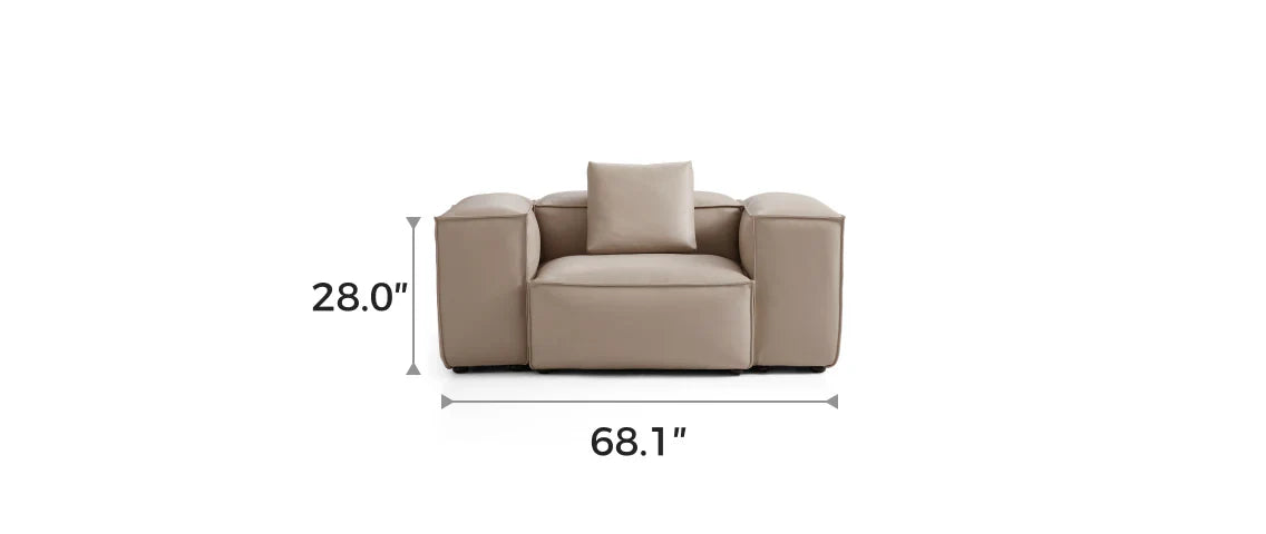 Cube Modular Khaki Genuine Leather Armchair