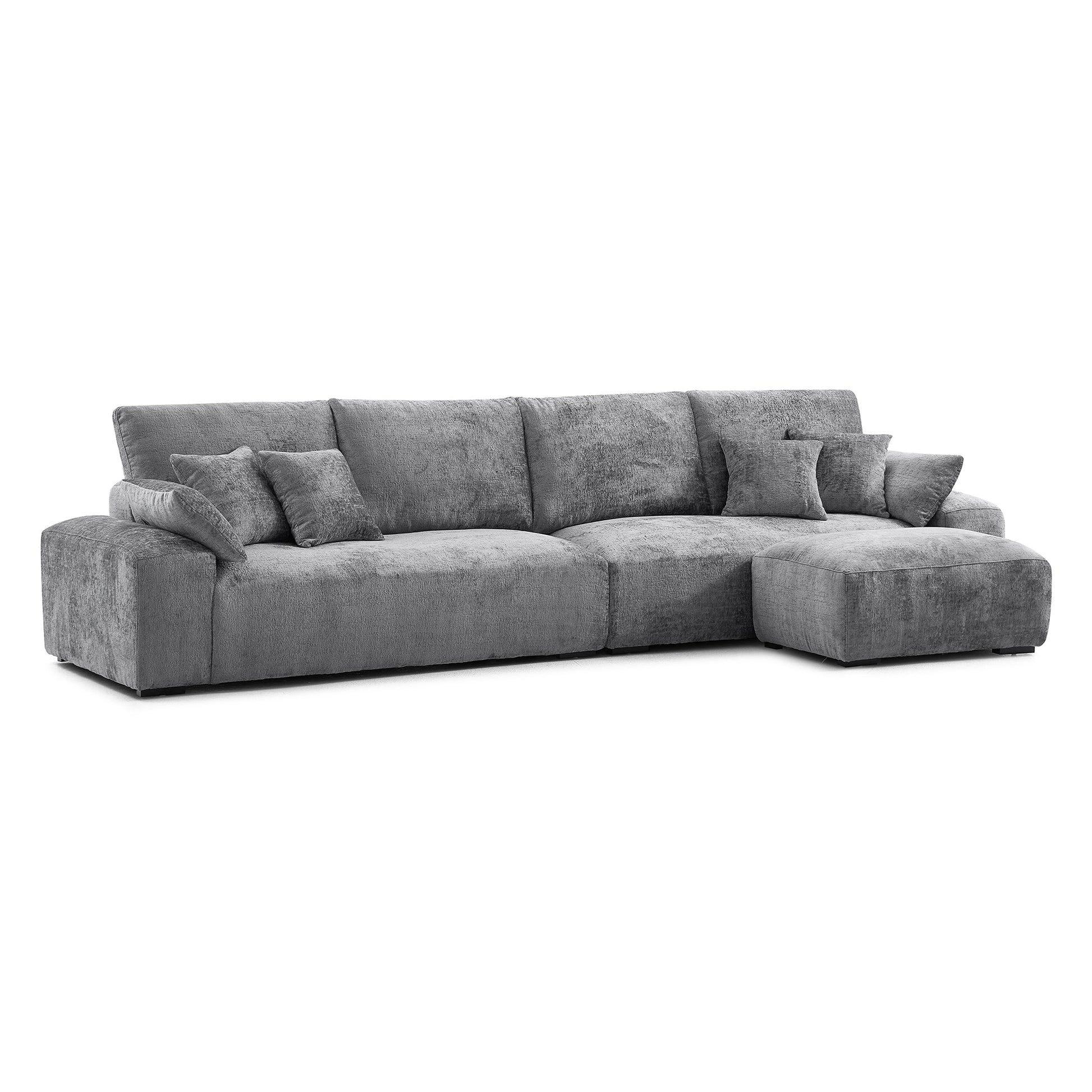 The Empress Yellow Sofa and Ottoman-Gray-140.1"
