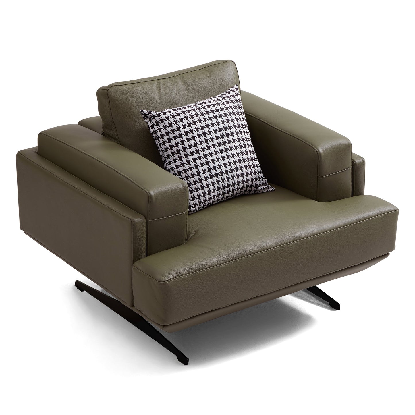 Olivia Top Grain Genuine Leather Armchair-Olive