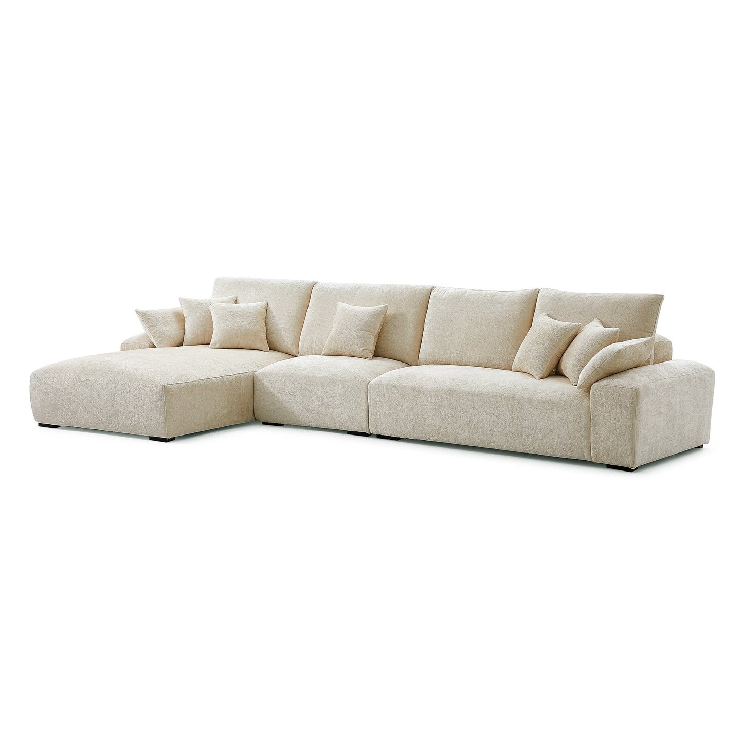 The Empress Beige Sectional-Beige-150.8"-Facing Left