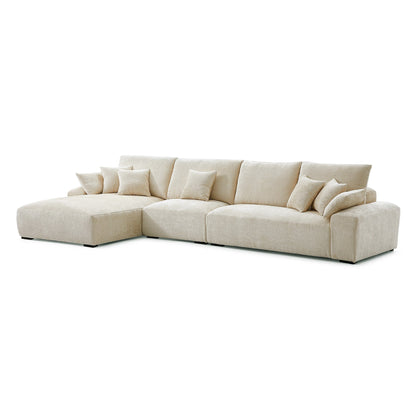 The Empress Beige Sectional-Beige-150.8"-Facing Left
