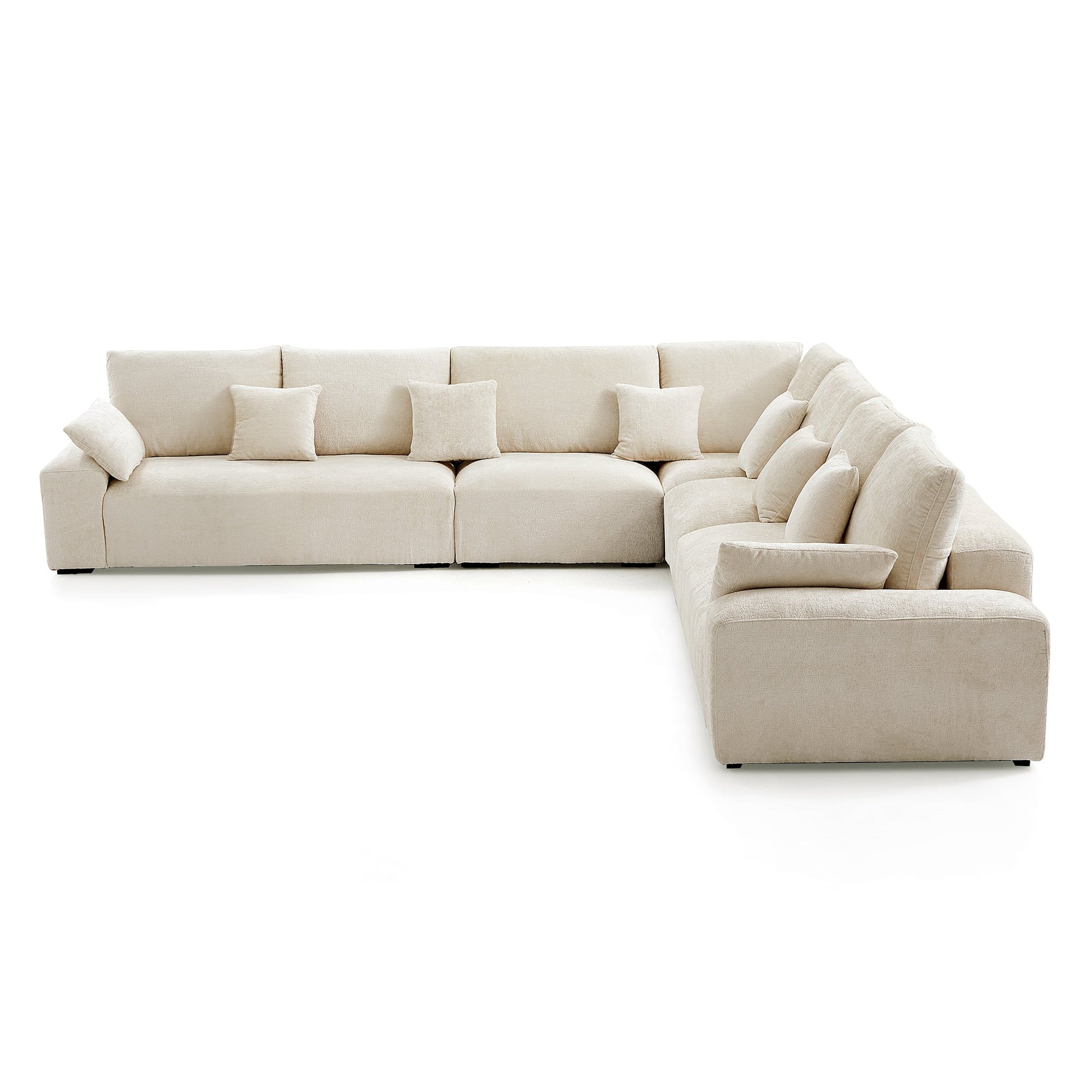The Empress Beige Corner Sectional Sofa-Beige-144.9"