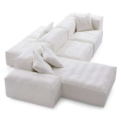 Freedom Modular Khaki Double Sided Sectional Sofa-White-143.7″-Low & High