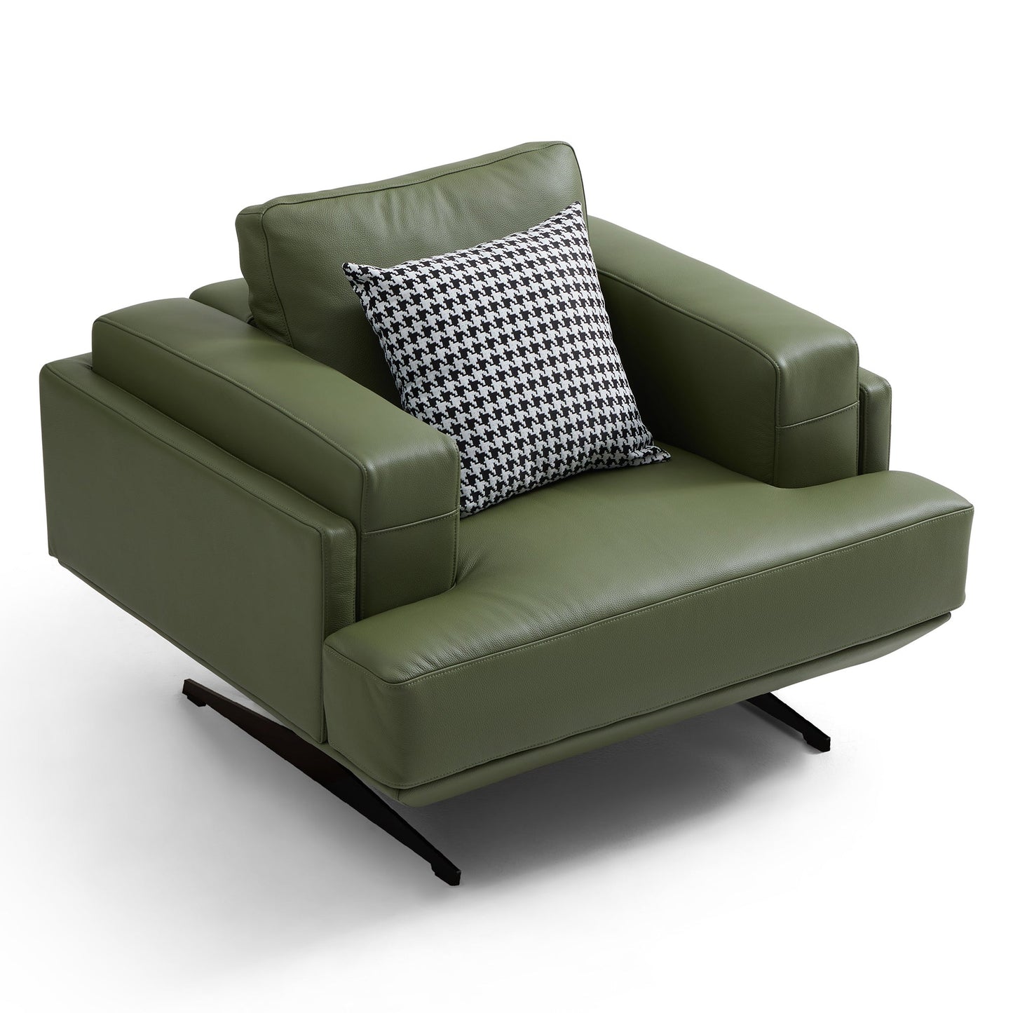 Olivia Top Grain Genuine Leather Armchair-Green