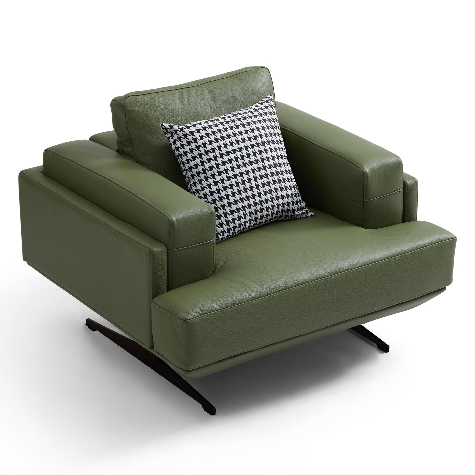 Olivia Top Grain Genuine Leather Armchair-Green