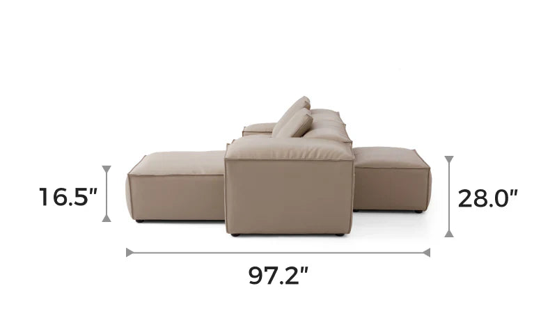 Cube Modular Khaki Genuine Leather Double-Sided Sectional