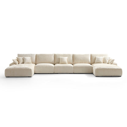 The Empress Beige U Shaped Sectional Sofa-Beige-196.9″