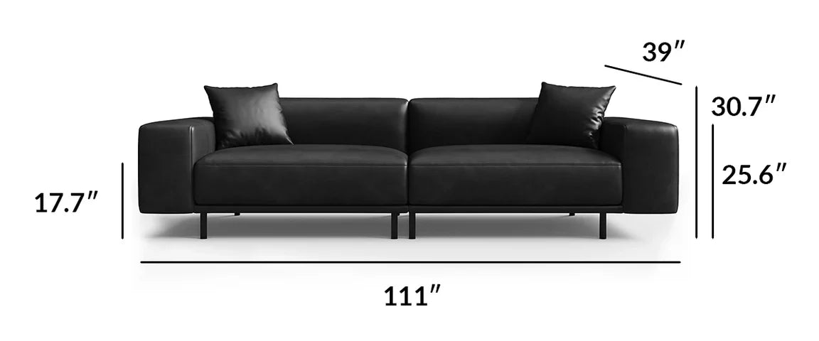 Noble Black Leather Sofa Set and Ottoman