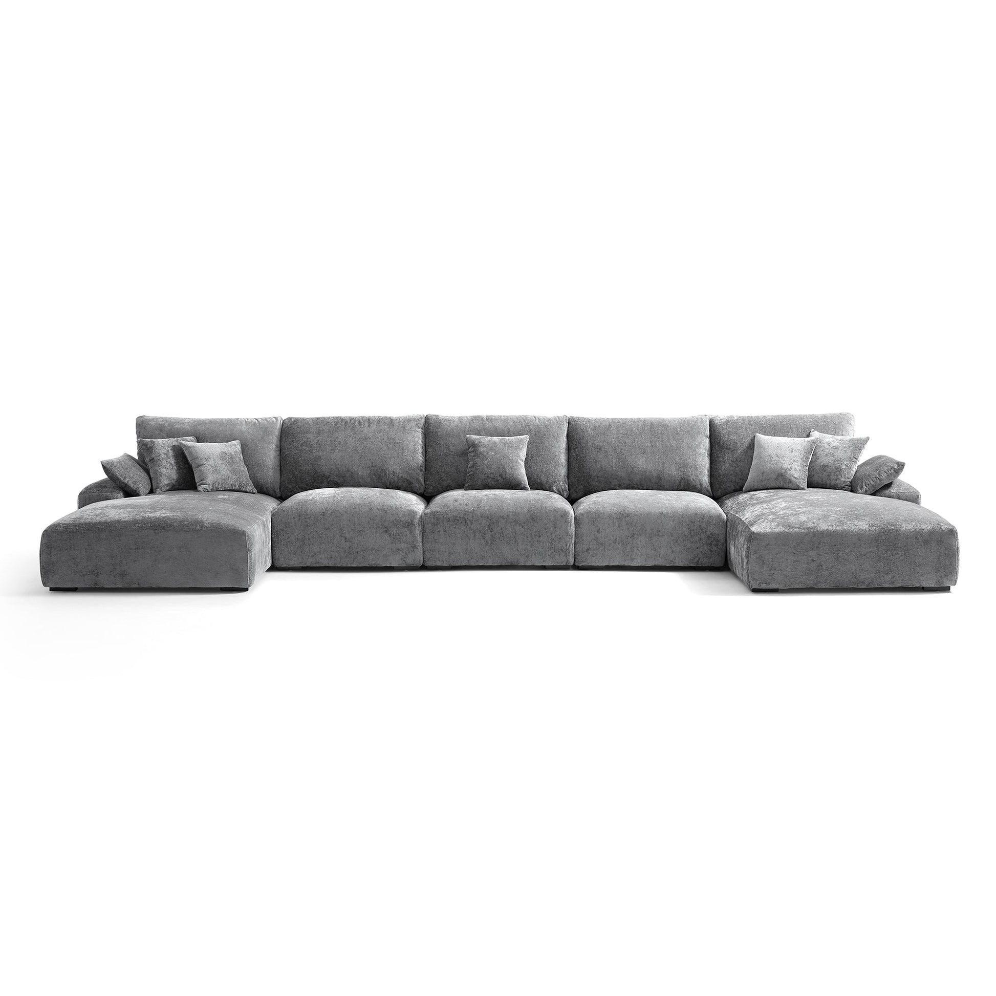 The Empress Beige U-Shaped Sectional Sofa-Gray-196.9"