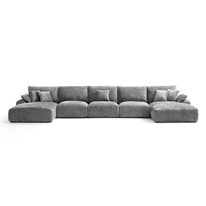 The Empress Beige U-Shaped Sectional Sofa-Gray-196.9"