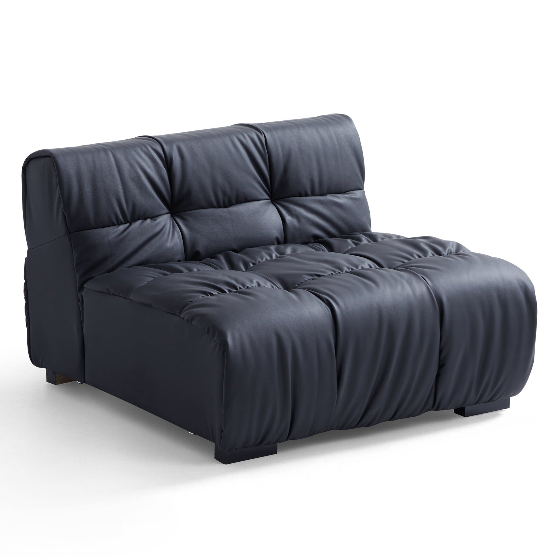 Boba Cream Leathaire Sectional Sofa-Black