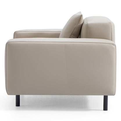 Noble Beige Leather Armchair-Beige