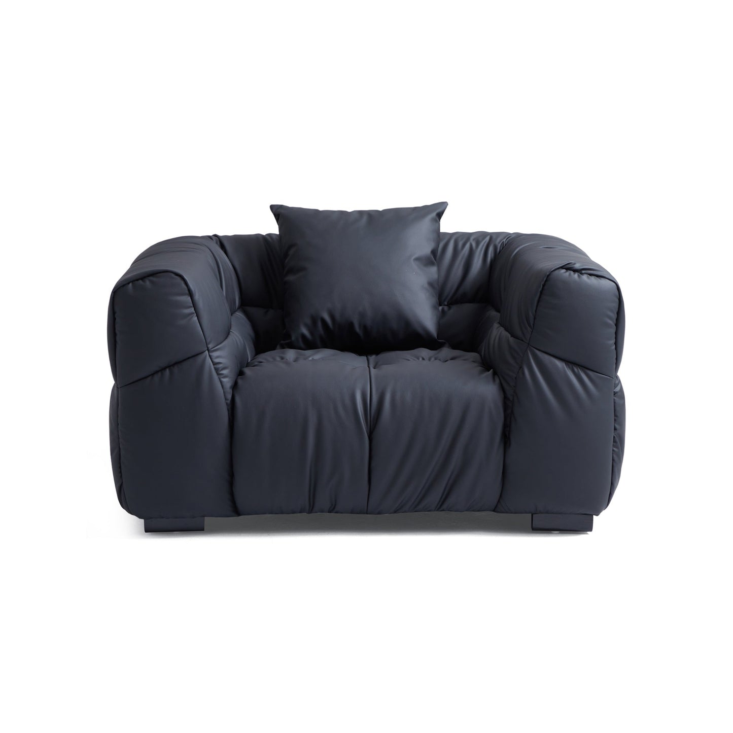 Boba Cream Leathaire Armchair-Black