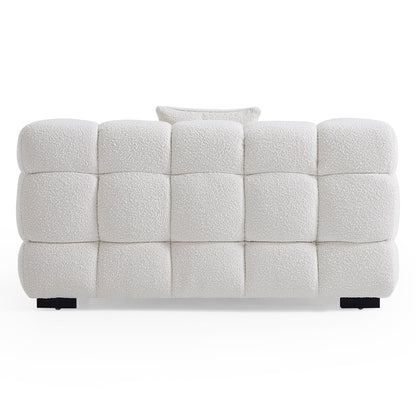 Cushy Cream Boucle Fabric Tufted Sofa Set-White