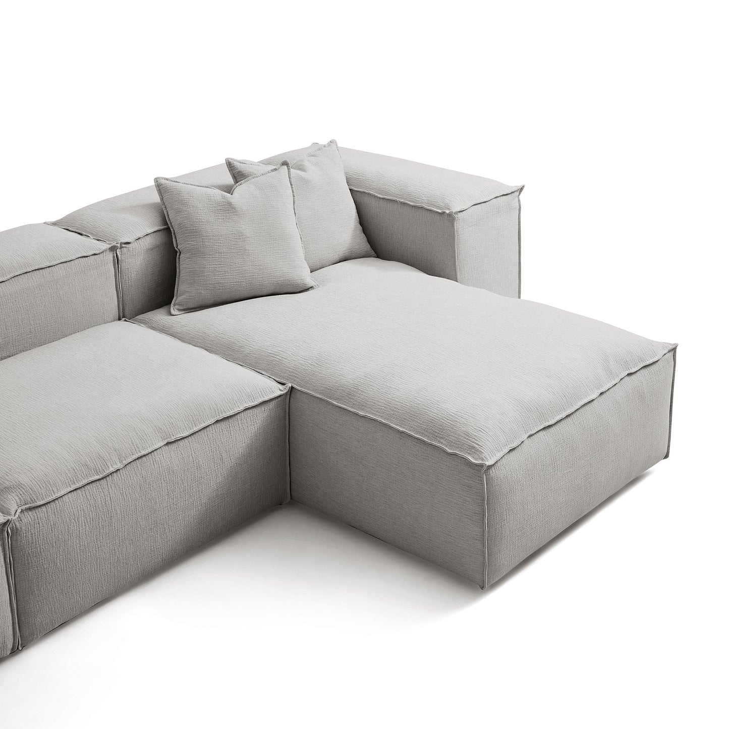Freedom Modular Gray L Shaped Sectional and Ottoman-Gray