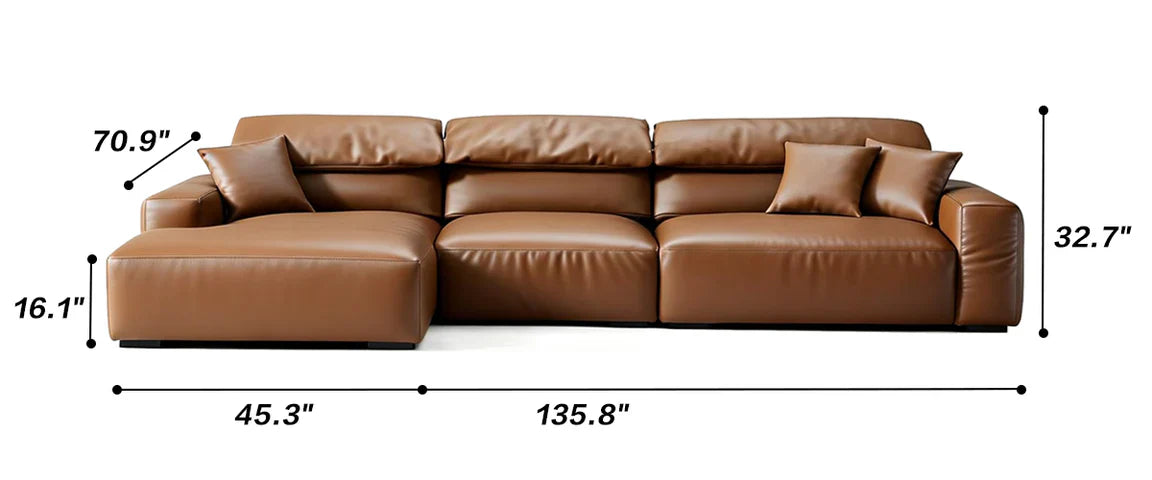 Chestnut Brown Leather Sectional