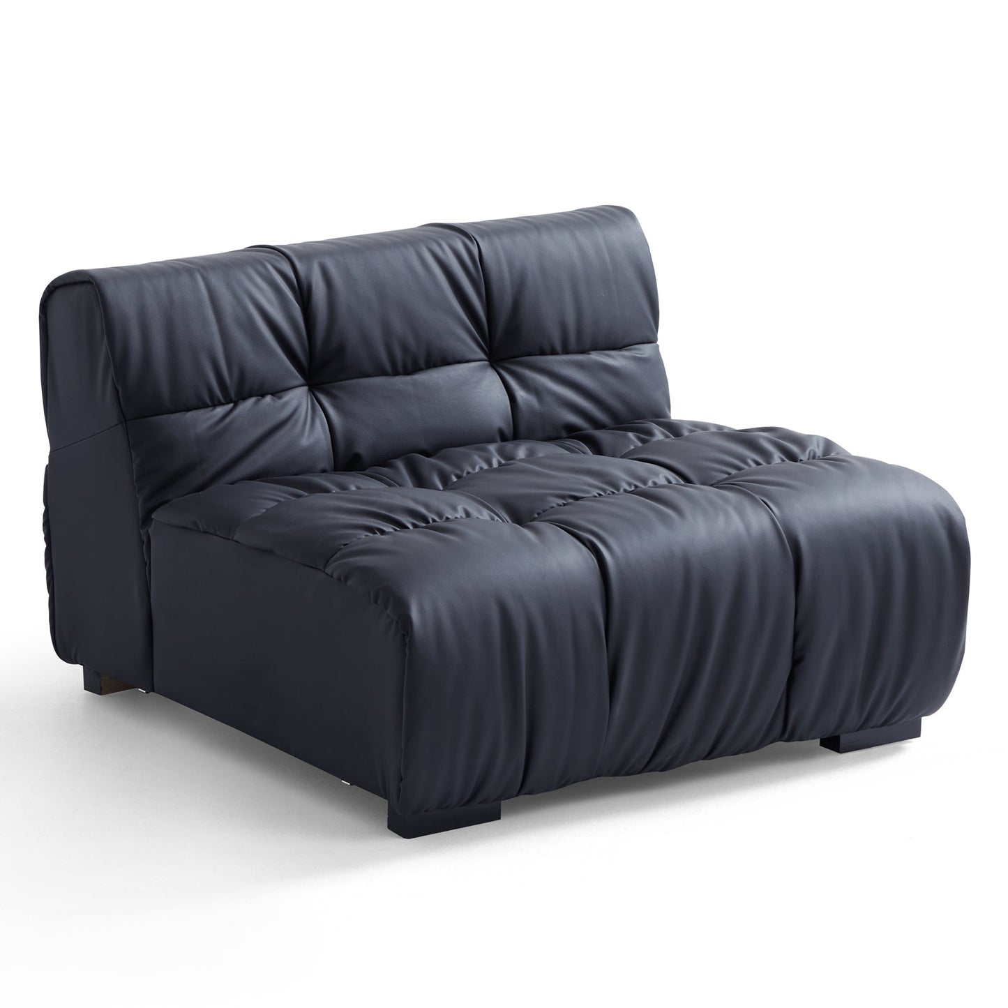 Boba Black Leathaire Sofa and Ottoman-Black