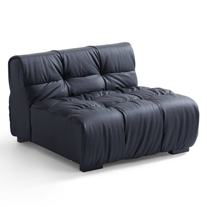 Boba Black Leathaire Sofa and Ottoman-Black