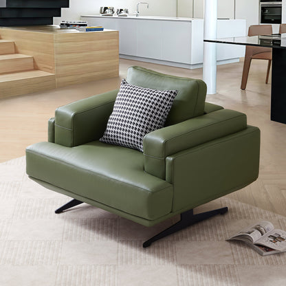 Olivia Green Top Grain Genuine Leather Armchair-Green