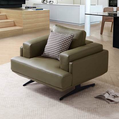 Olivia Top Grain Genuine Leather Sofa Set-Olive