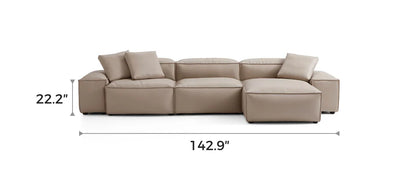 Cube Modular Khaki Genuine Leather Double-Sided Sectional