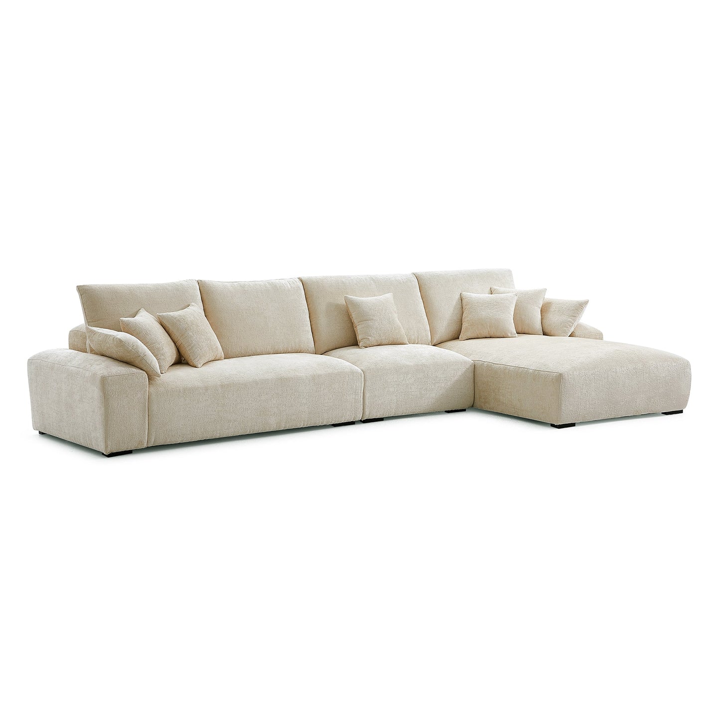 The Empress Beige Sectional-Beige-150.8"-Facing Right