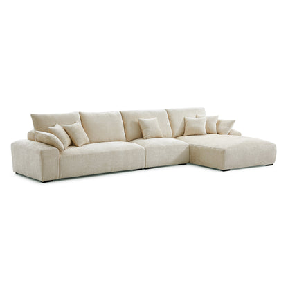 The Empress Beige Sectional-Beige-150.8"-Facing Right