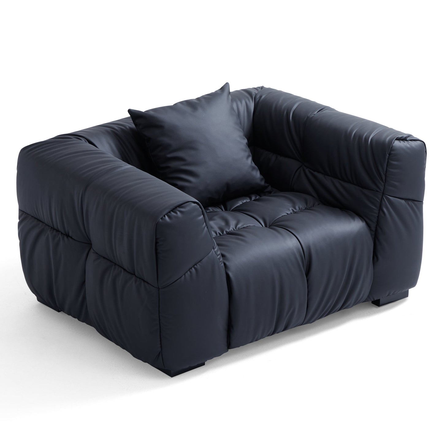 Boba Cream Leathaire Armchair-Black