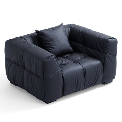 Boba Cream Leathaire Armchair-Black