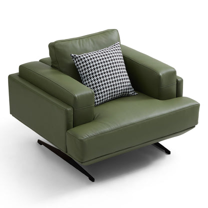 Olivia Green Top Grain Genuine Leather Armchair-Green