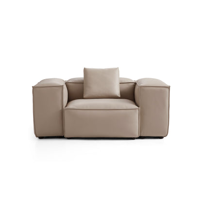 Flex Modular Khaki Genuine Leather Armchair-Khaki-68.1"-High