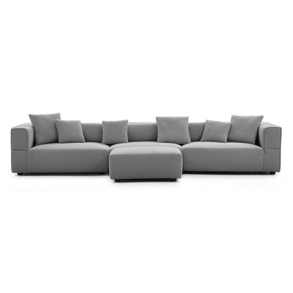 Nordic Modern Gray Sofa with Ottoman-Gray-143.7"