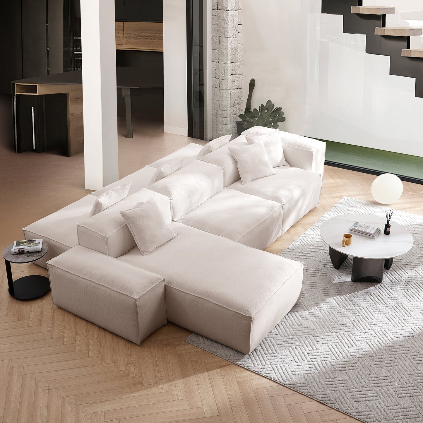 Freedom Modular Khaki Double Sided Sectional Sofa-Khaki