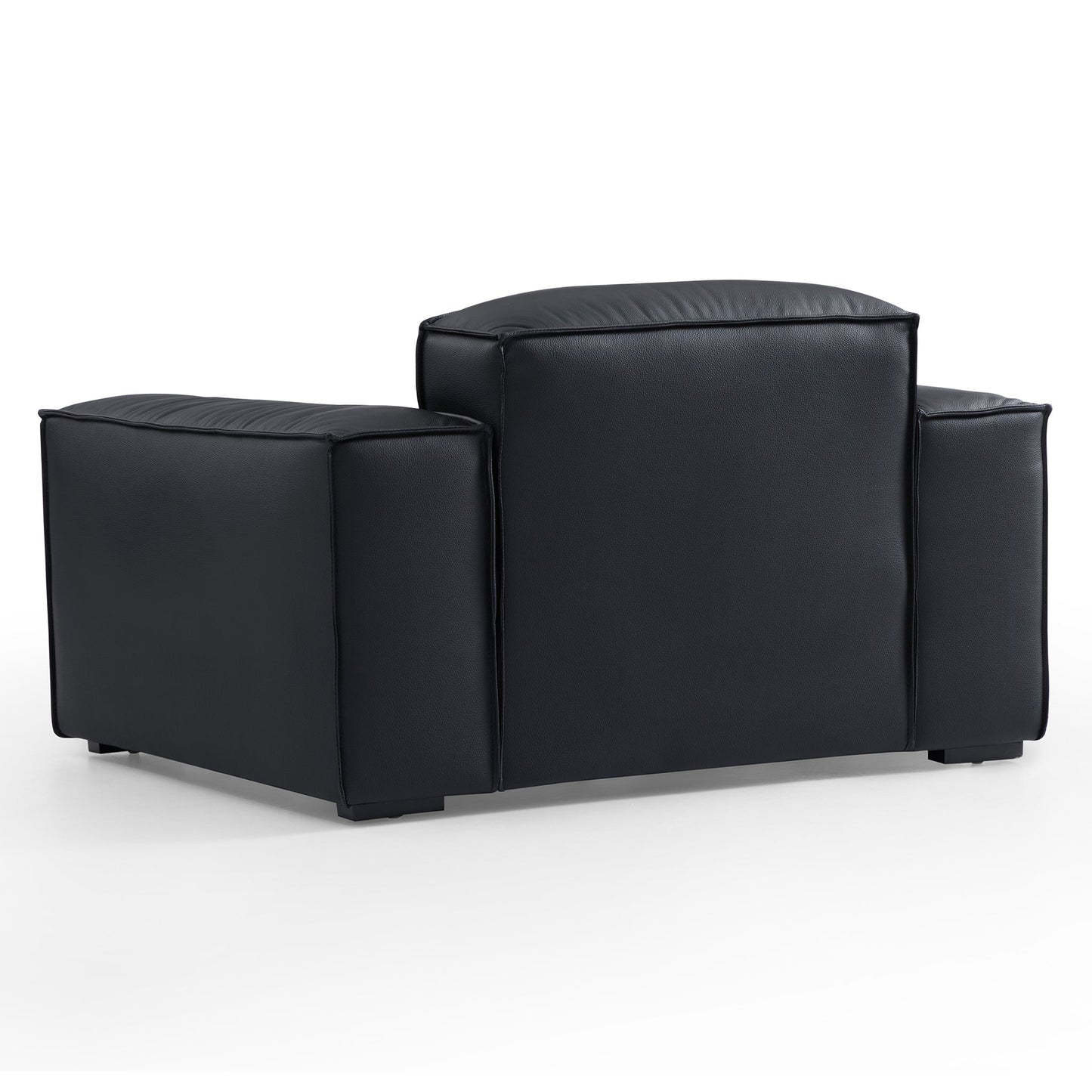 Luxury Minimalist Dark Brown Leather Armchair-Black