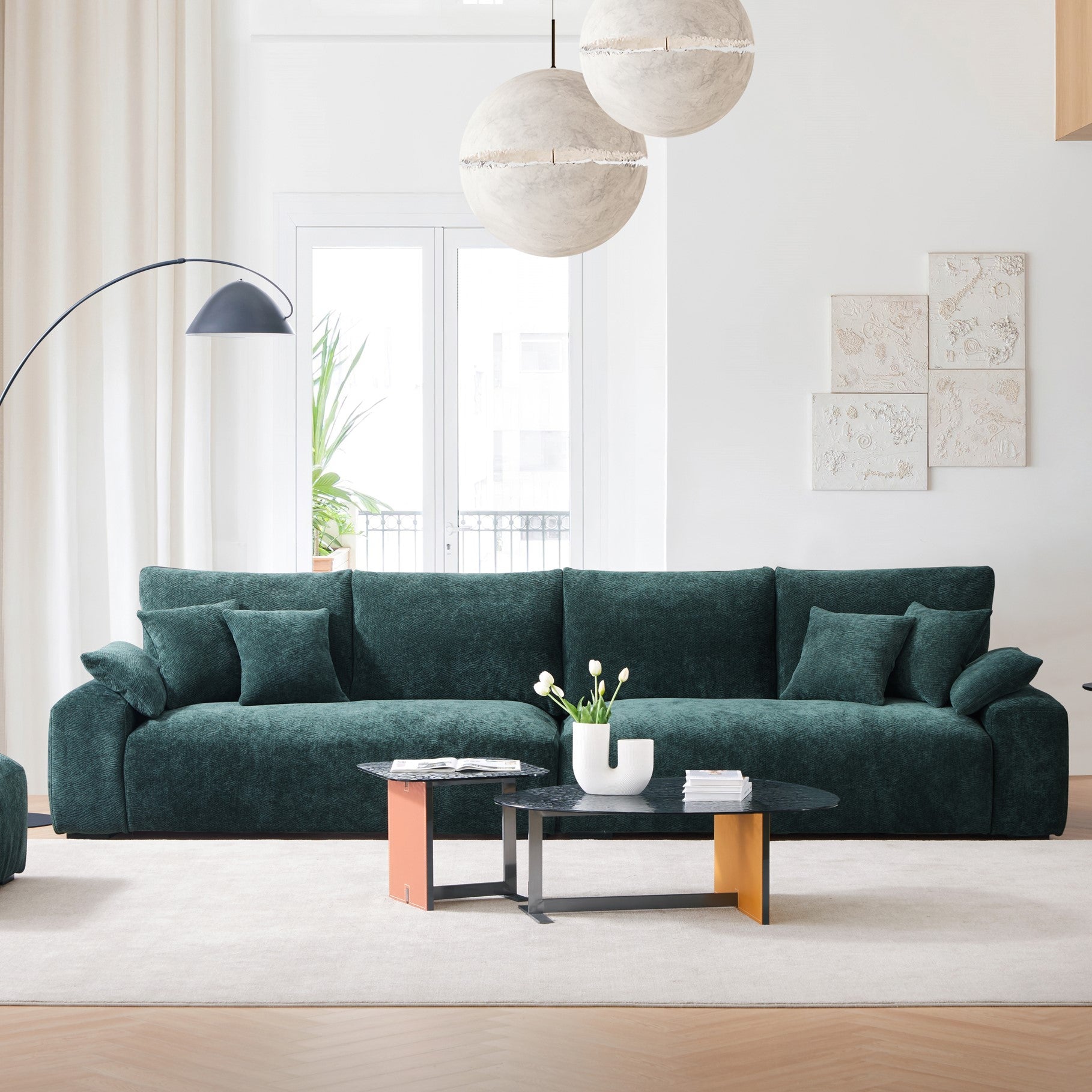 The Empress Green Sofa-Green
