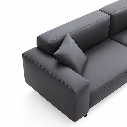 Noble Dark Gray Leather Sofa-Dark Gray