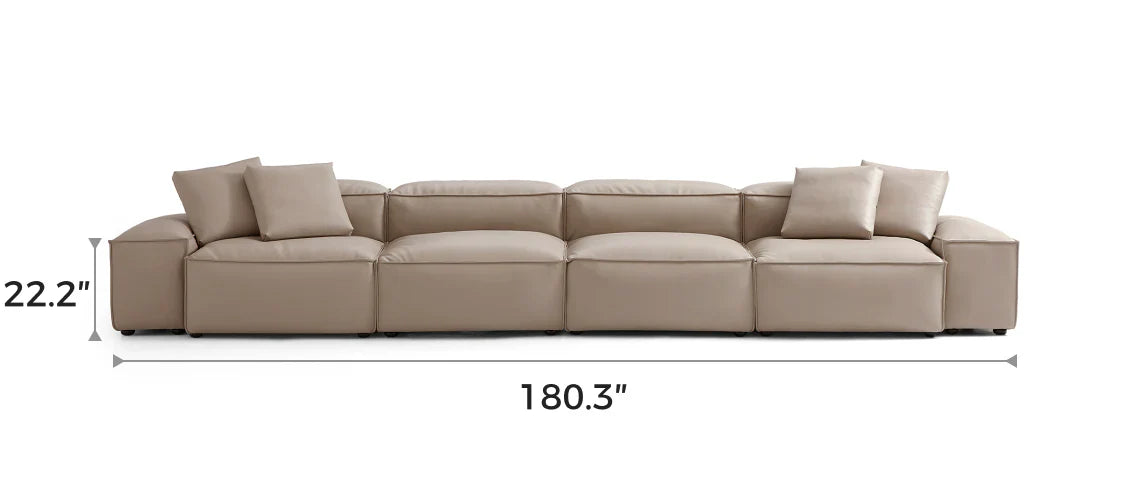 Cube Modular Khaki Genuine Leather Sofa