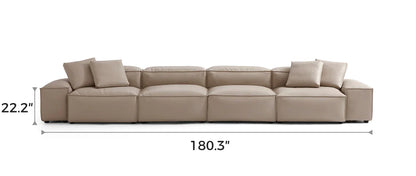 Cube Modular Khaki Genuine Leather Sofa