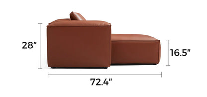 Cube Modular Brown Genuine Leather U-Shaped Sectional with Ottoman
