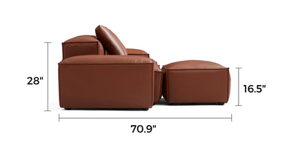 Cube Modular Brown Genuine Leather Sofa with Ottoman
