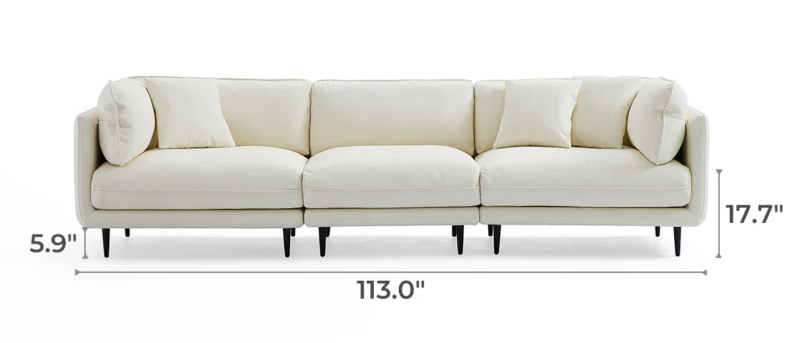 Vanilla White Leather Sofa